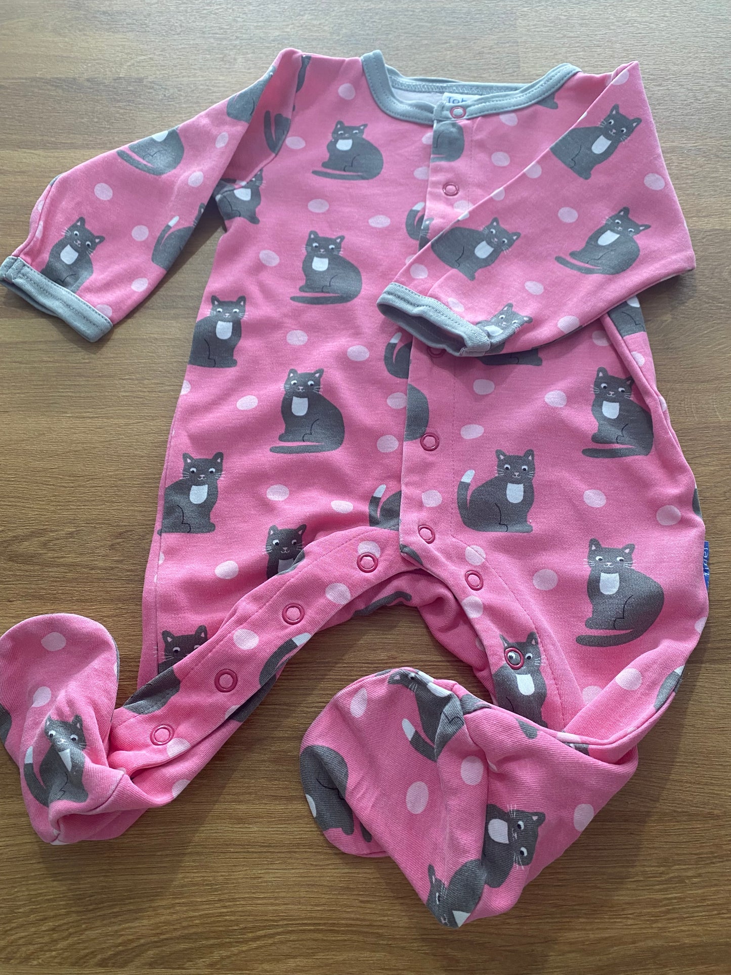 Toby Tiger Pink Cats Sleepsuit 3-6months