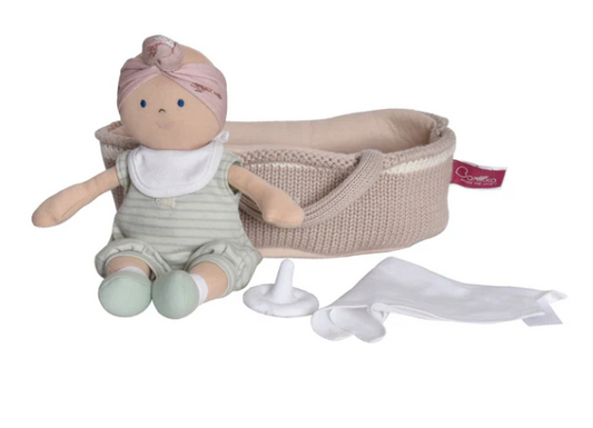 Clara Knitted Carry Cot with Baby