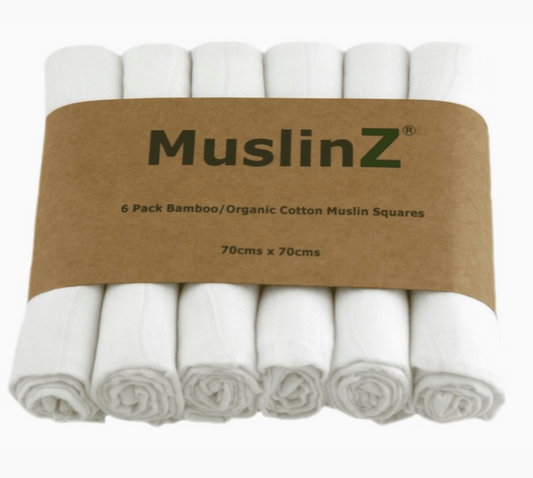 Bamboo and Cotton Muslin Squares - White