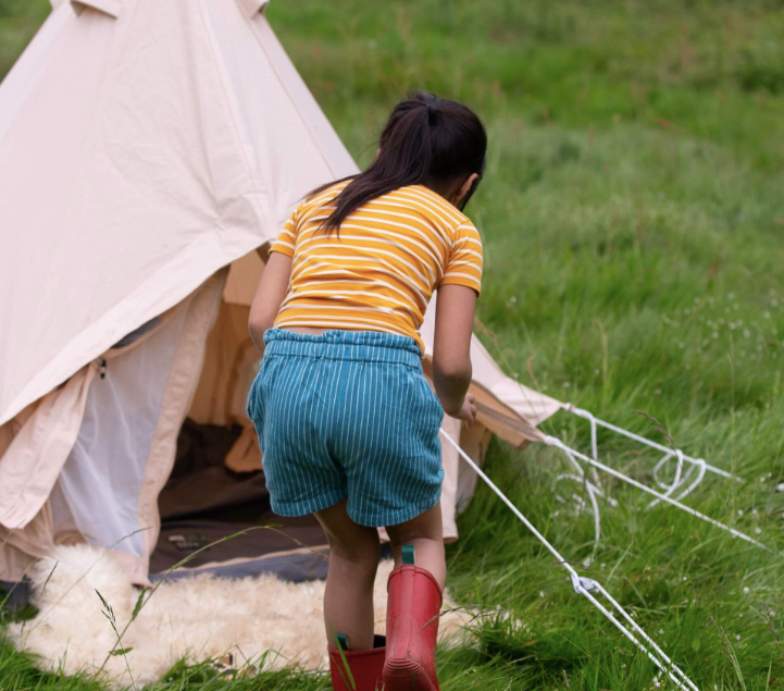 Horizon Blue Striped By The Sea Twill Shorts
