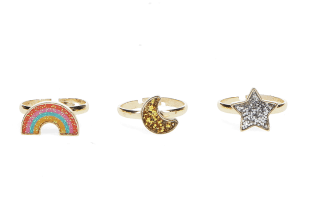 Glitter Rings - Star, Rainbow and Moon