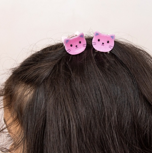 Mini Hair Claw Clips - Pink Cats