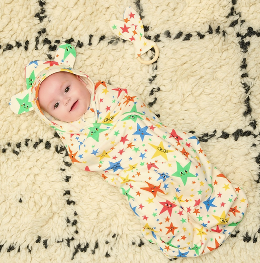 Star Print Baby Blanket With Hood