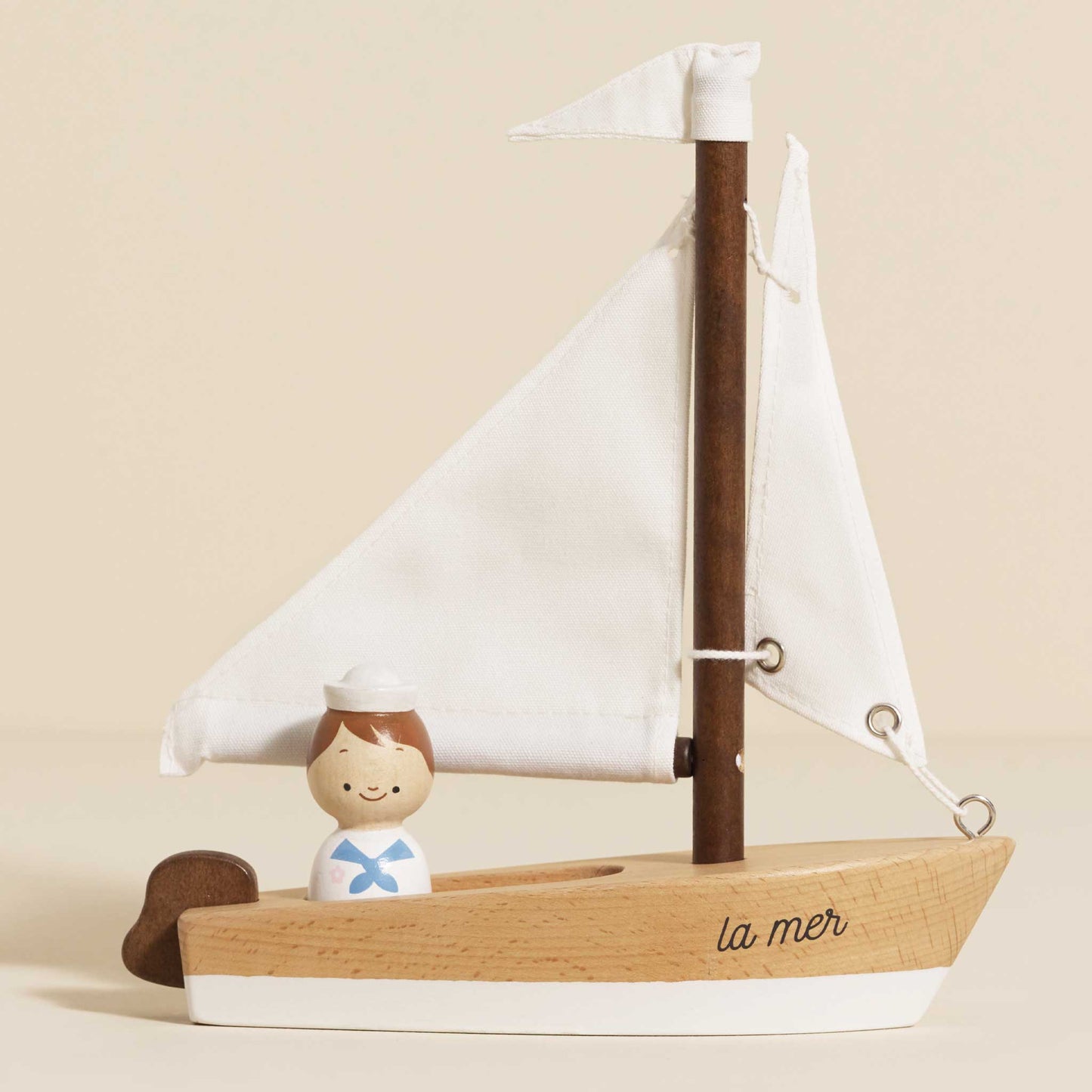 Wooden Sailing Boat and Captain