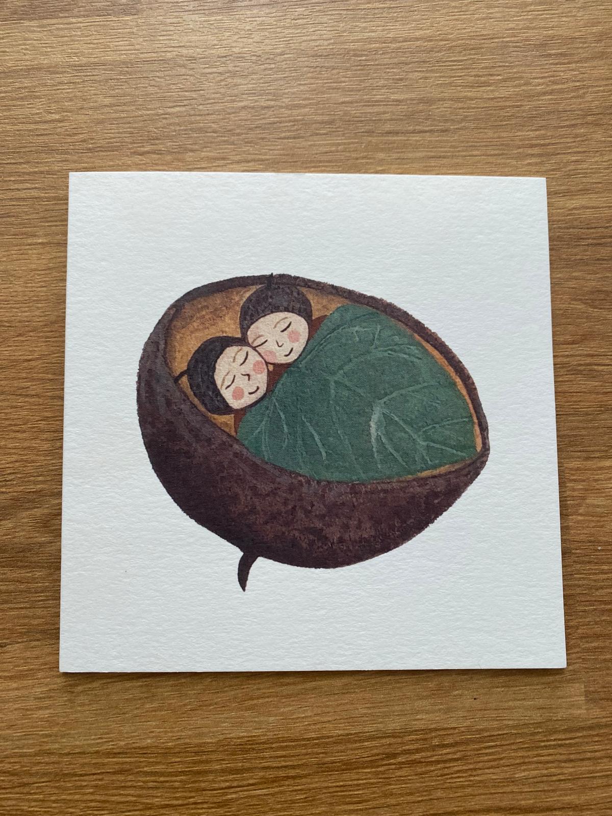 New Baby Card: Acorn Twins