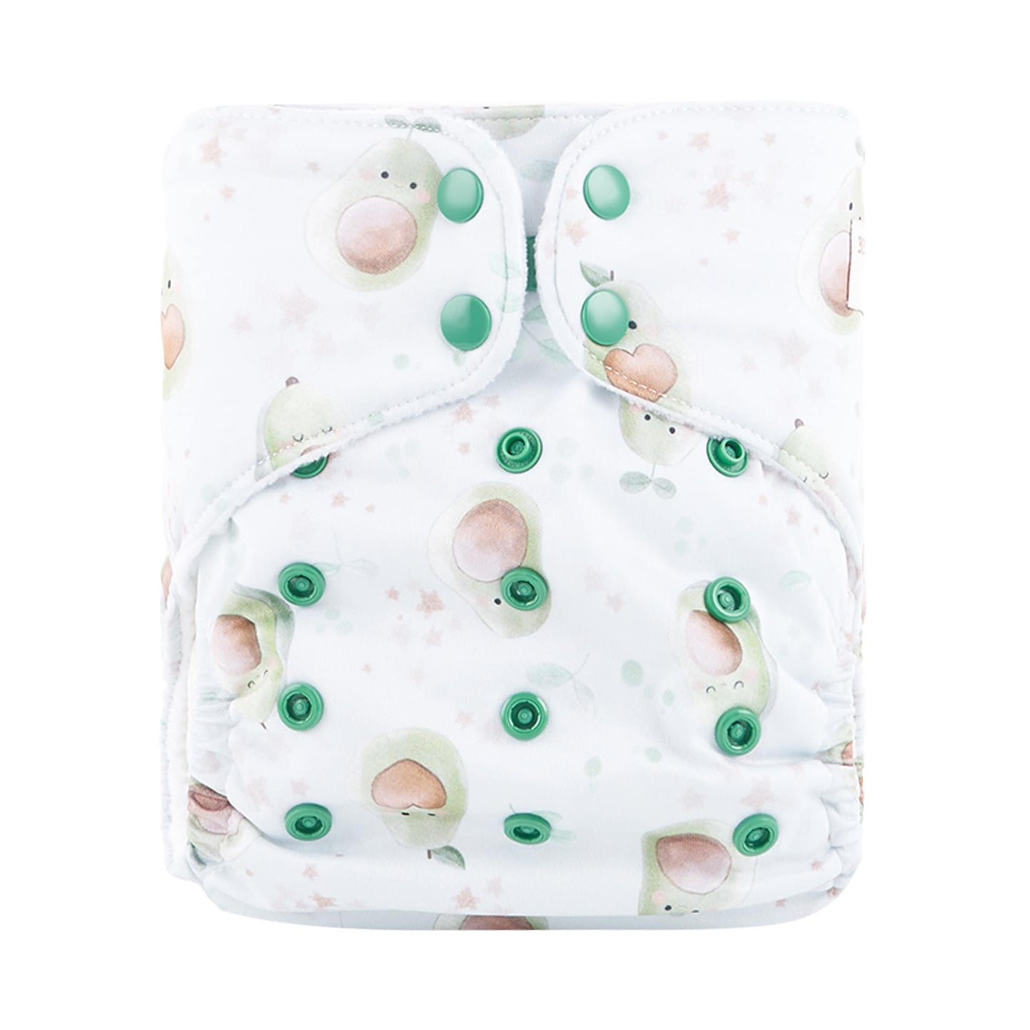 Image of a Bells Bumz reusable pocket nappy shell in the Avo-cuddle print. 