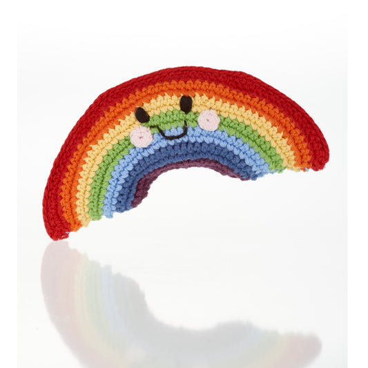 Friendly Rainbow Rattle (Red top)