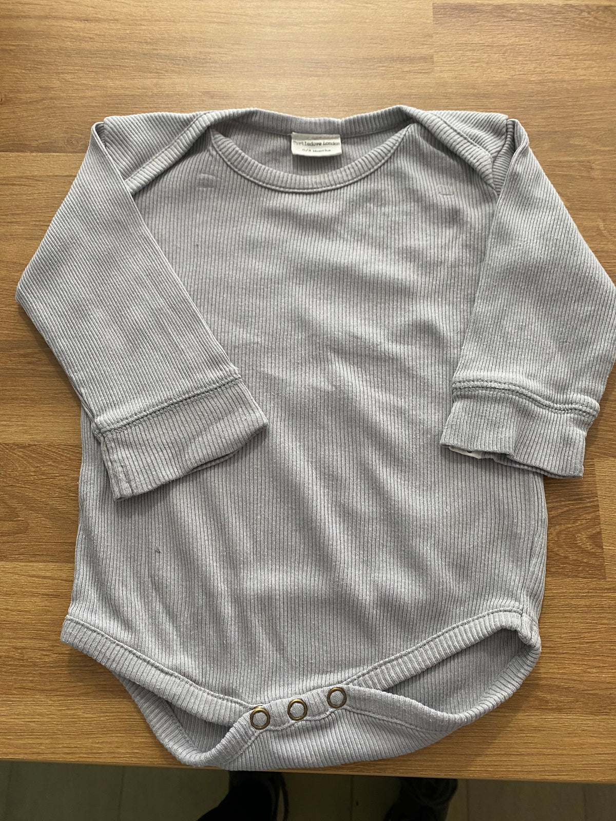 Turtledove Grey Ribbed Bodysuit 0-3 months