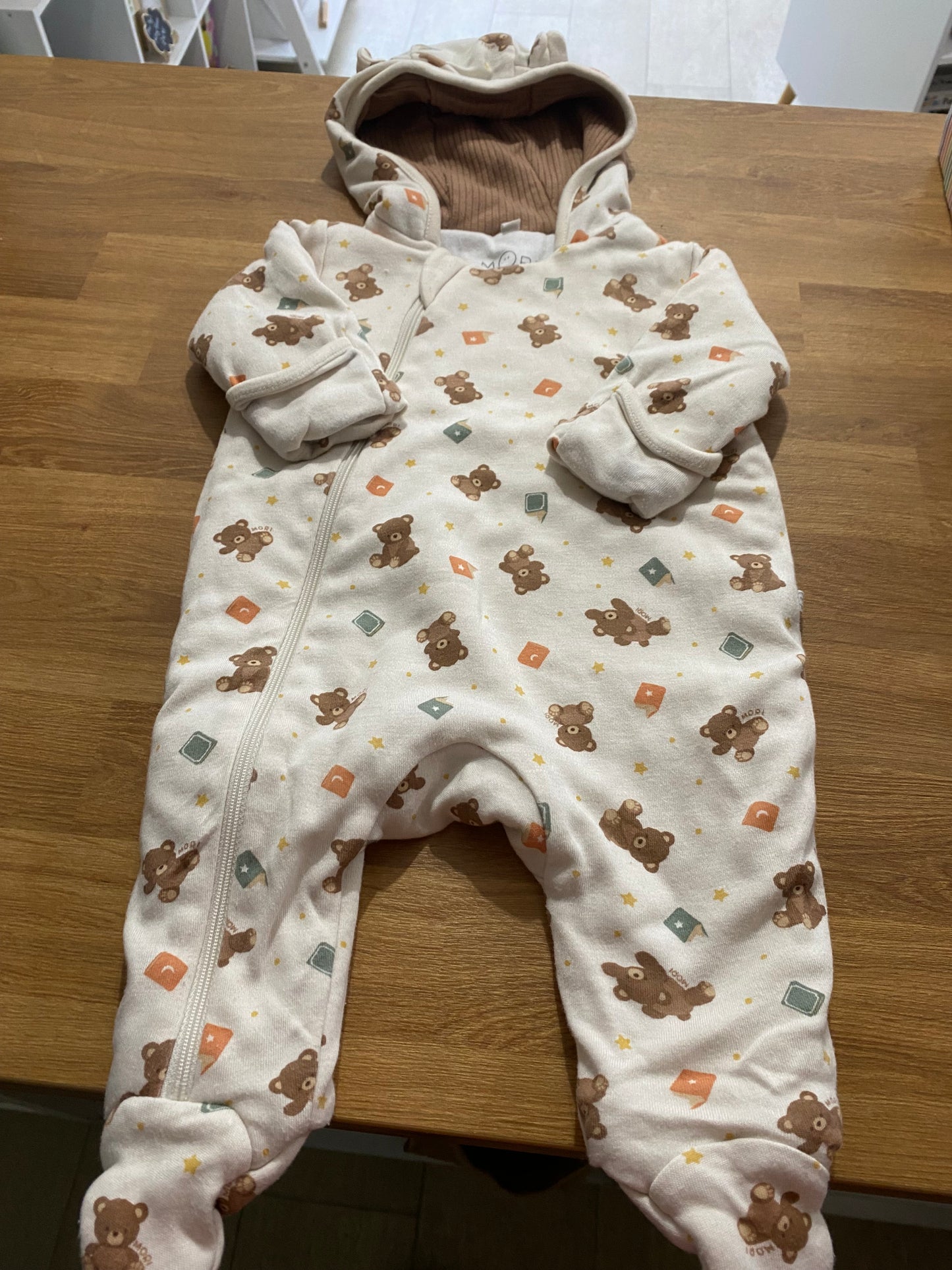 Mori cream teddy pramsuit 0-3 months