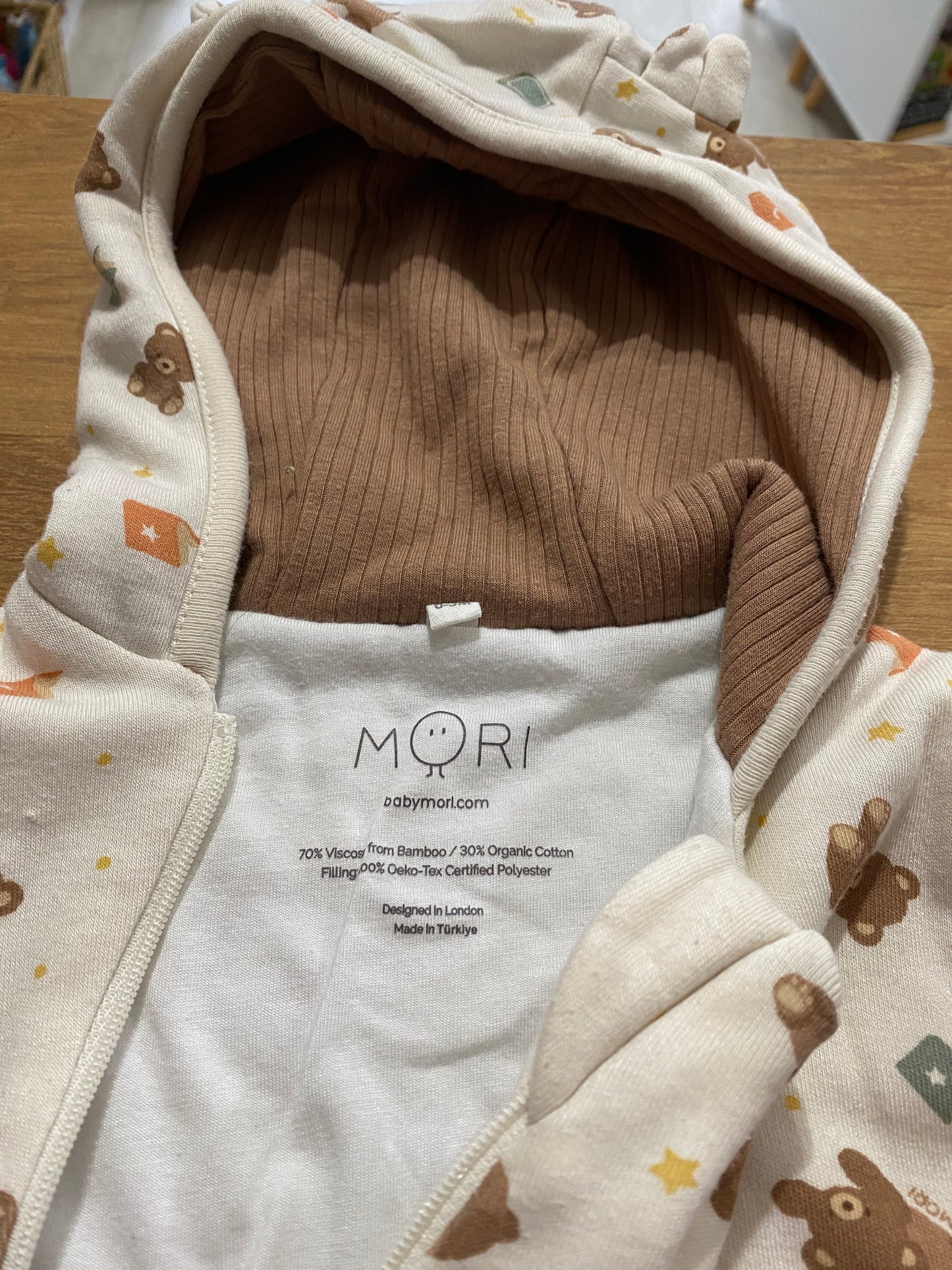 Mori cream teddy pramsuit 0-3 months