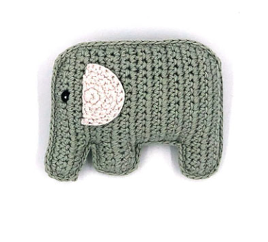 Image of a hand crocheted elephant toy.