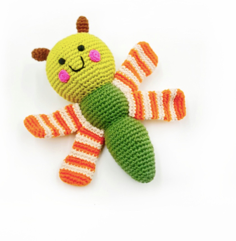 Image of a hand crocheted dragonfly toy