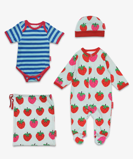 Strawberry Print Baby Gift Set