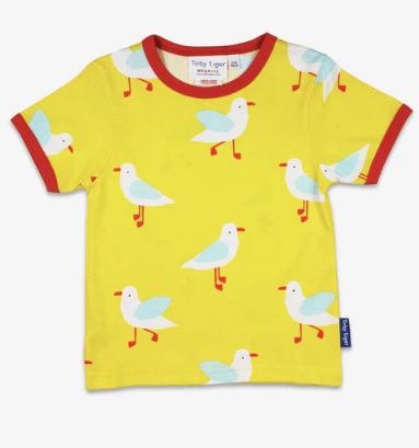 Yellow Seagull Print T-Shirt