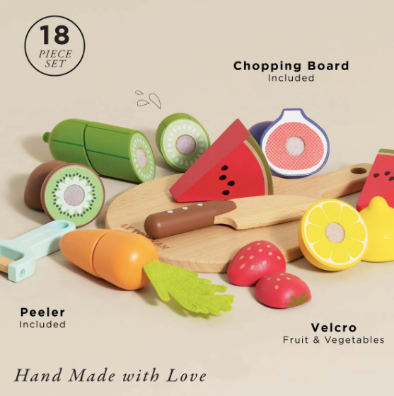 Wooden Chopping Board and Sliceable Play Food