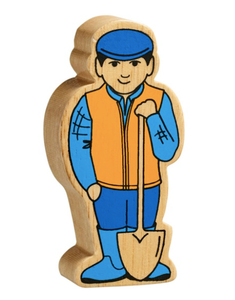 Blue and Yellow Farm Man