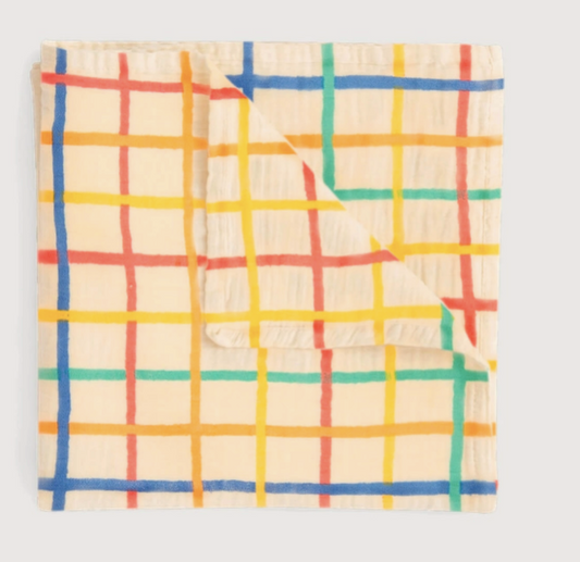 Ditto - Rainbow Checked Muslin Swaddle Blanket