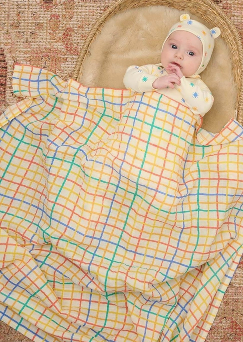 Ditto - Rainbow Checked Muslin Swaddle Blanket