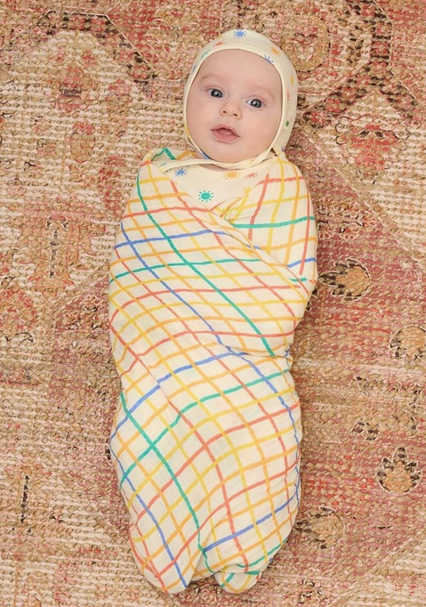 Ditto - Rainbow Checked Muslin Swaddle Blanket