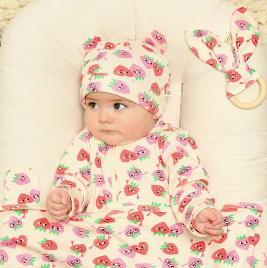 Strawberry Print Baby Teething Ring