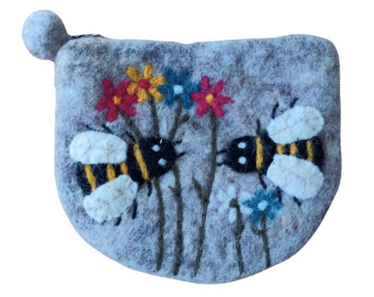 Two Bees and Flowers Purse