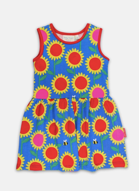 Sunflower Bee Print Summer Dress
