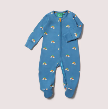 Blue Rainbows Zip Babygrow