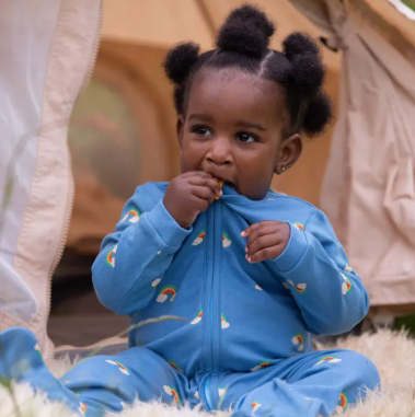 Blue Rainbows Zip Babygrow