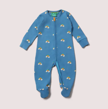 Blue Rainbows Zip Babygrow