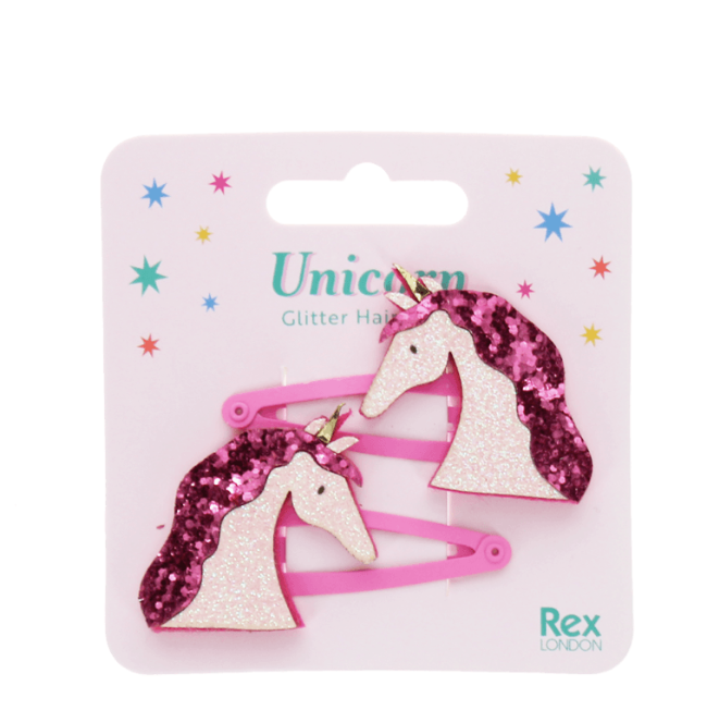 Glitter Hair Clips - Unicorns