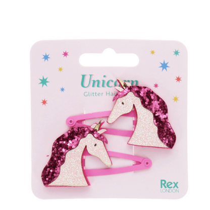 Glitter Hair Clips - Unicorns