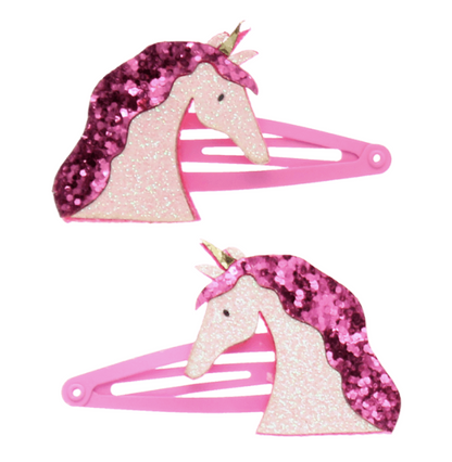 Glitter Hair Clips - Unicorns