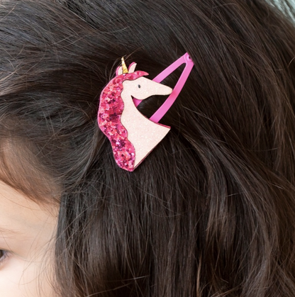 Glitter Hair Clips - Unicorns