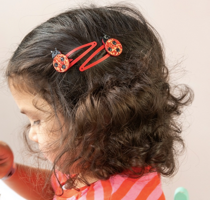 Glitter Hair Clips - Ladybirds
