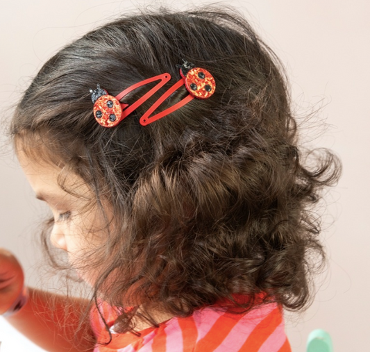 Glitter Hair Clips - Ladybirds