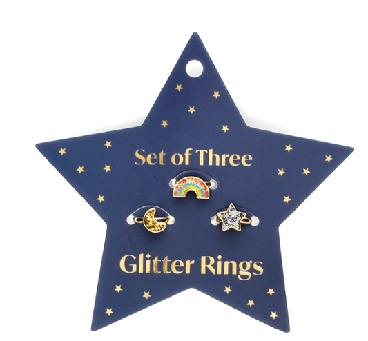 Glitter Rings - Star, Rainbow and Moon