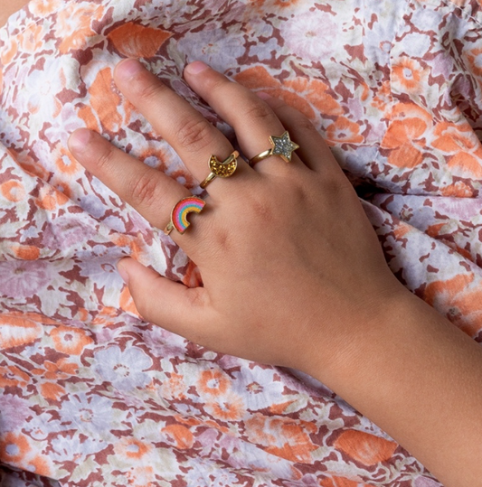 Glitter Rings - Star, Rainbow and Moon