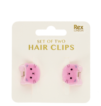 Mini Hair Claw Clips - Pink Cats