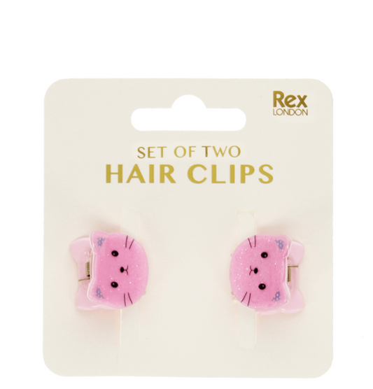 Mini Hair Claw Clips - Pink Cats