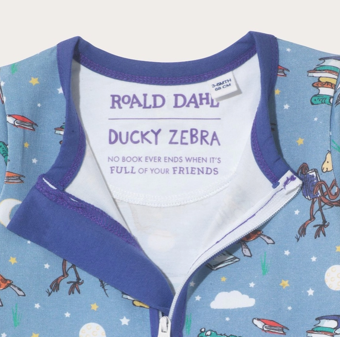 Roald Dahl X Duck Zebra 'Storytime' Sleepsuit