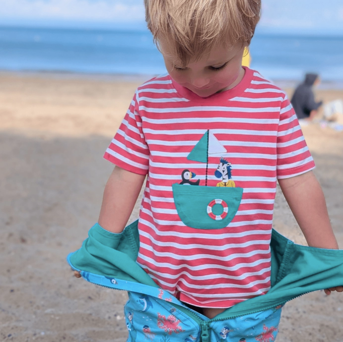 Coral Pink T-Shirt with Boat Pocket