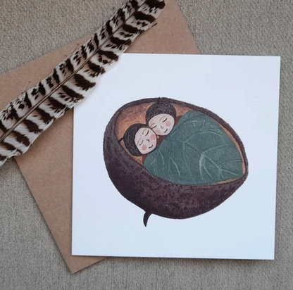New Baby Card: Acorn Twins