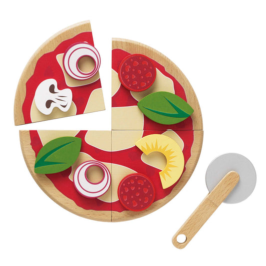 Wooden Pizza and Toppings