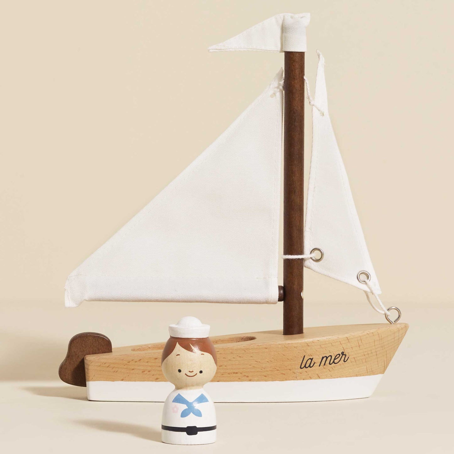 Wooden Sailing Boat and Captain
