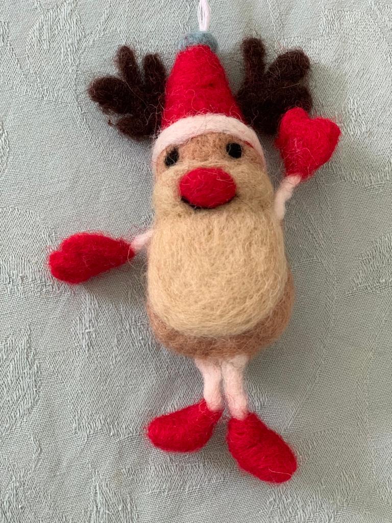 Elf in a Reindeer Hat Decoration