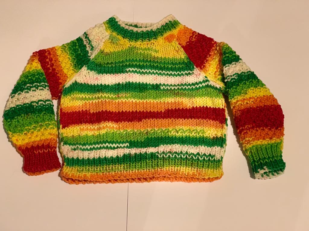 Green-Red Mix Chunky Knitted Jumper