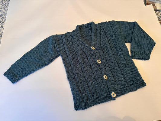 Cable Knit Cardigan - Teal Blue