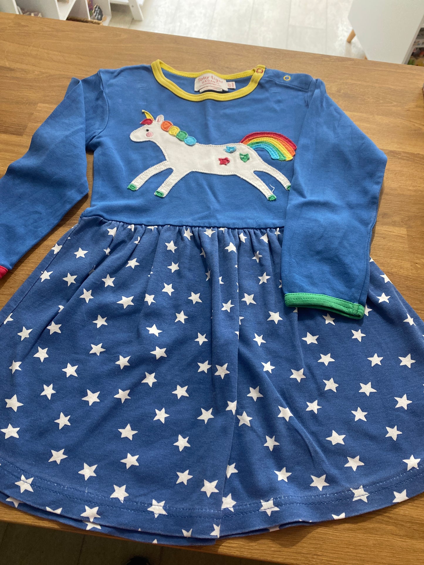 Toby Tiger Blue Unicorn Dress 4-5years