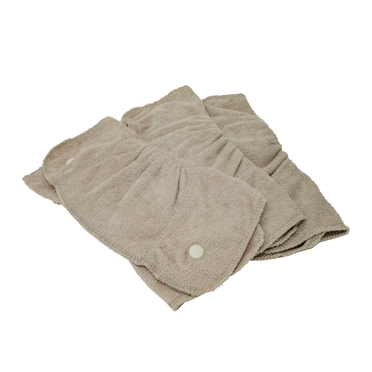 Image showing three night time reusable cloth nappy boosters. 