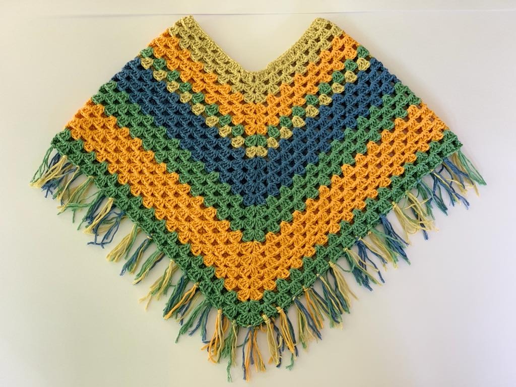 Spring Crocheted Poncho - Small (GOTS)
